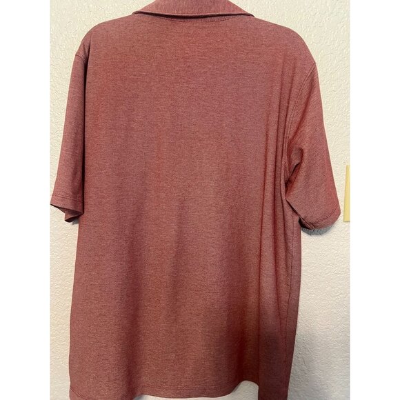 Haggar Mens Fitted Red Polo Shirt With two Button Pockets Size Large short Sleev - Picture 2 of 6